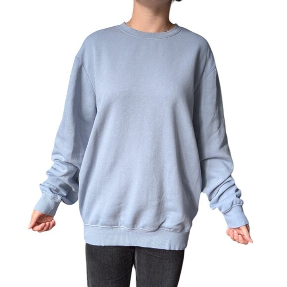 H&M Pastel Blue Oversized Crewneck Sweater Men Size Medium - Picture 1 of 12